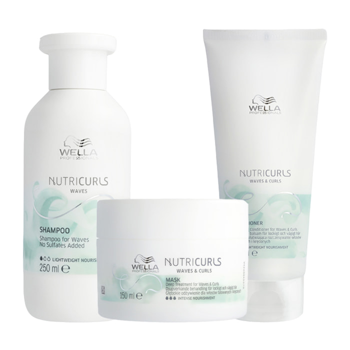 WELLA Kit Nutricurls Waves Shampoo 250ml + Mask 150ml + Conditioner 250ml