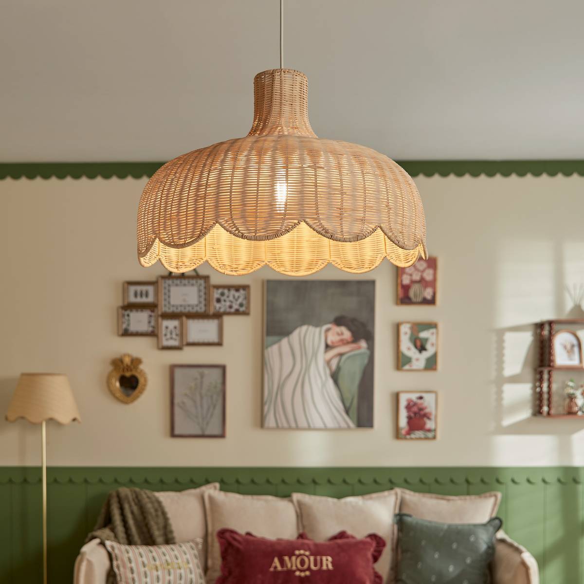 Suspension Mili ronde D.58cm marron