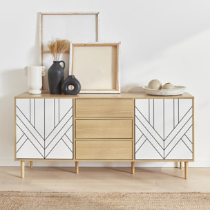 Buffet décor bois 2 portes 160cm MIKA