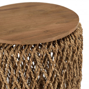 SIXTINE - Table d'appoint ronde 40x40cm en tissage de fibre de cocotier