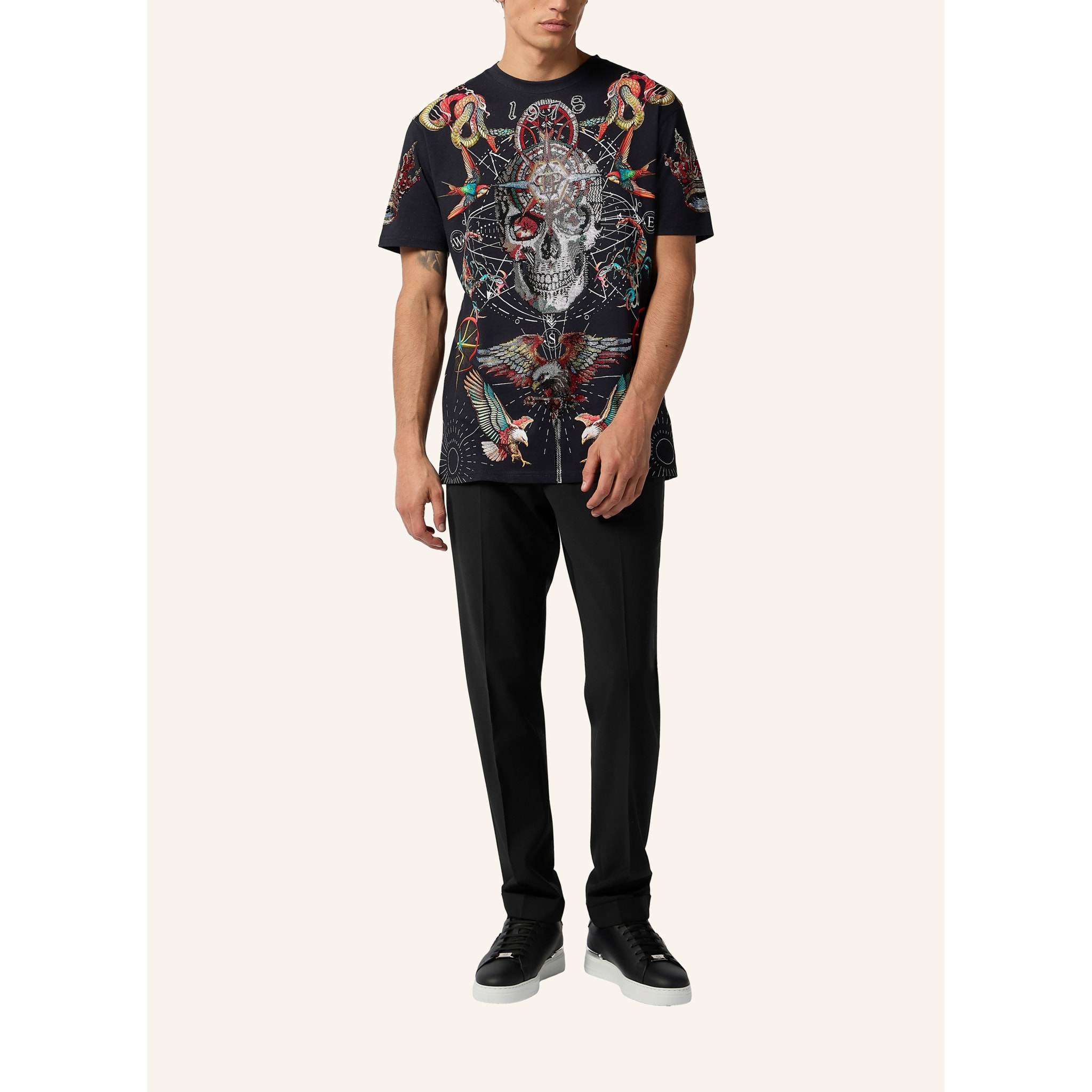 PHILIPP PLEIN Round Neck T-Shirt Tattoo Stones