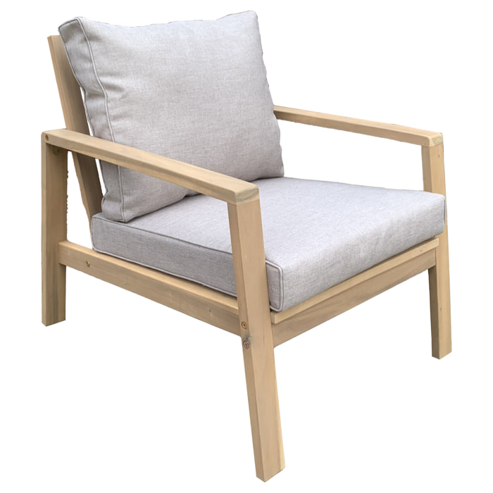 Salon de jardin en acacia massif 2 places GILI - coussins sable