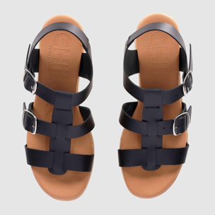 Sandalias de Piel - Negro - Tacón: 6 cm