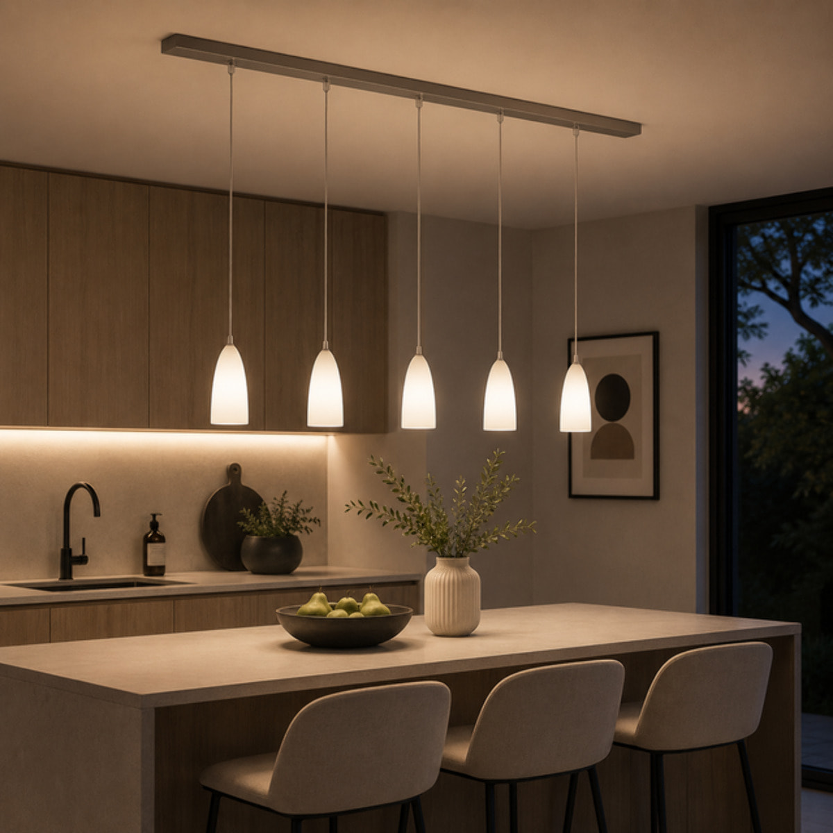 Lampada a sospensione con diffusore satinato