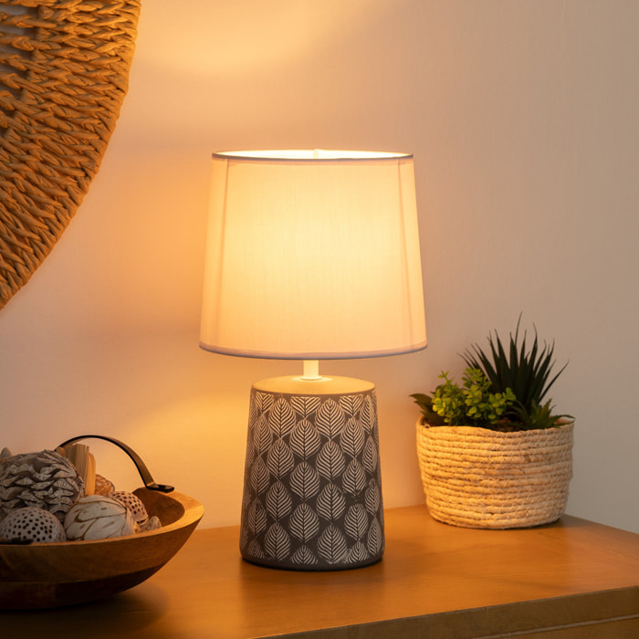 Lampe "Cyril" - gris et blanc - céramique H36 cm