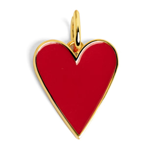 Charm Lovely Heart Red Enamel Baño Oro