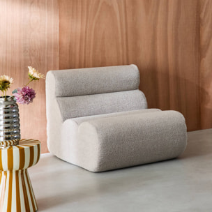 Chauffeuse bouclette texturée beige 1 place - L 81 x P 99 x H 75cm - Nova