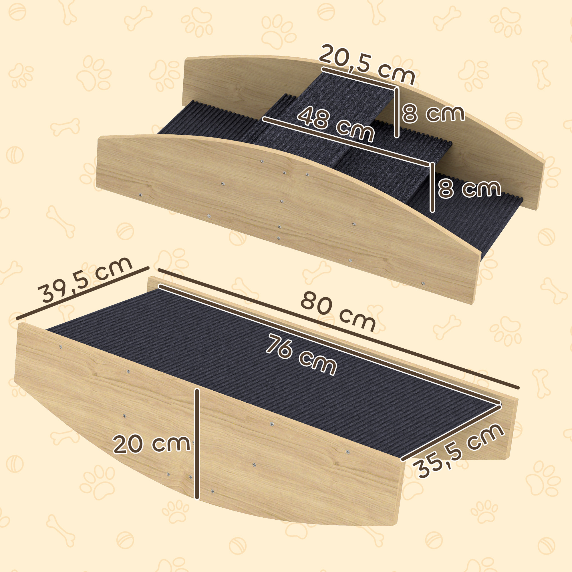 Bascule chien agility réversible escalier 2 en 1 bois