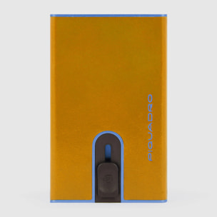 Piquadro Portacarte automatico in metallo e pelle, schermato con protezione RFID