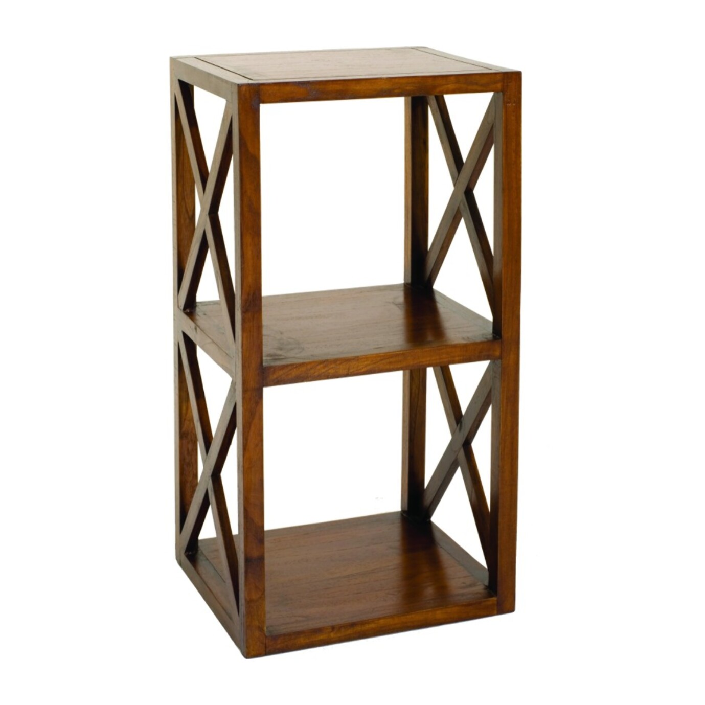 LAUREN - Étagère marron 2 cases 40 cm croisillons bois Mindi