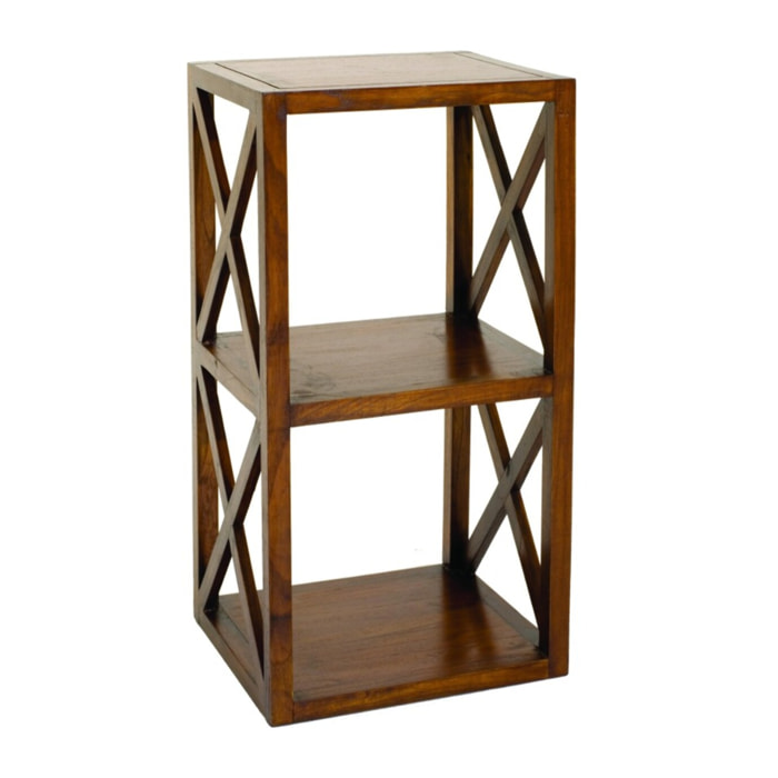 LAUREN - Étagère marron 2 cases 40 cm croisillons bois Mindi
