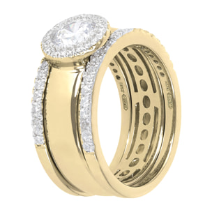 Set di Anelli Golden con Verette e Solitario Cubic Zirconia