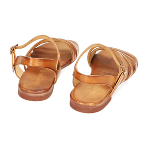 Sandali cognac in pelle di vacchetta