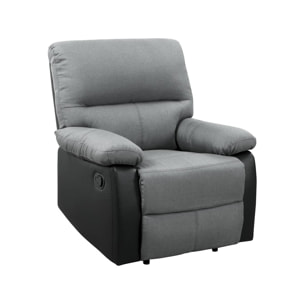 Fauteuil relax "Lincoln" - 90 x 89 x 103 cm - Noir/Gris foncé