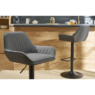 Tabourets de bar réglables design en tissu gris anthracite (lot de 2) RONNIE