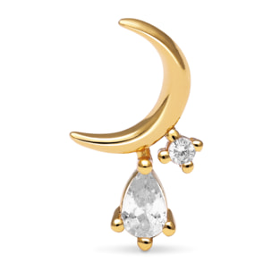 Pendiente Suelto Luna Spark Plata Baño Oro