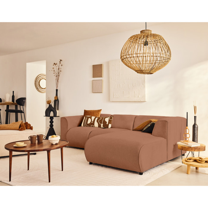 Suaro - Module d'assise méridienne droit en tissu texturé - Terracotta