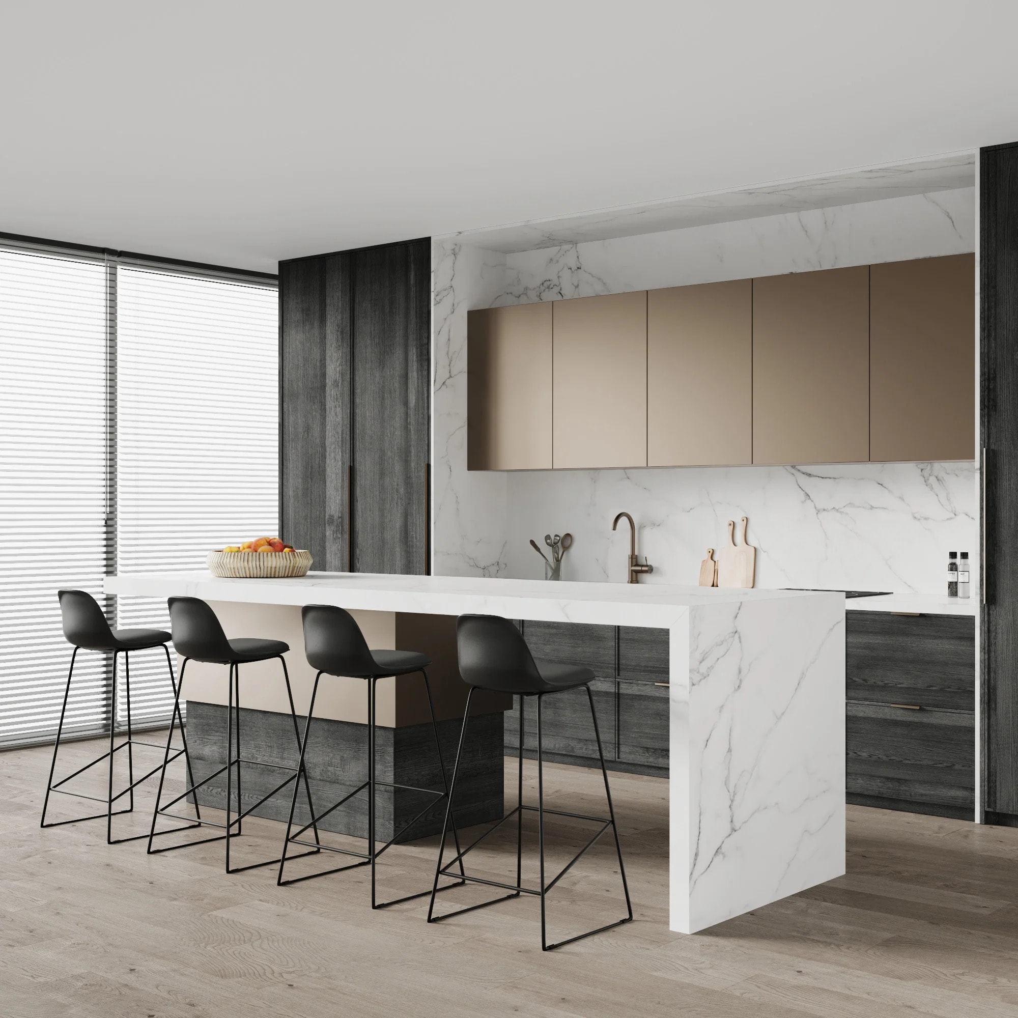 Lot de 2 chaises de bar noires 75 cm - Leni