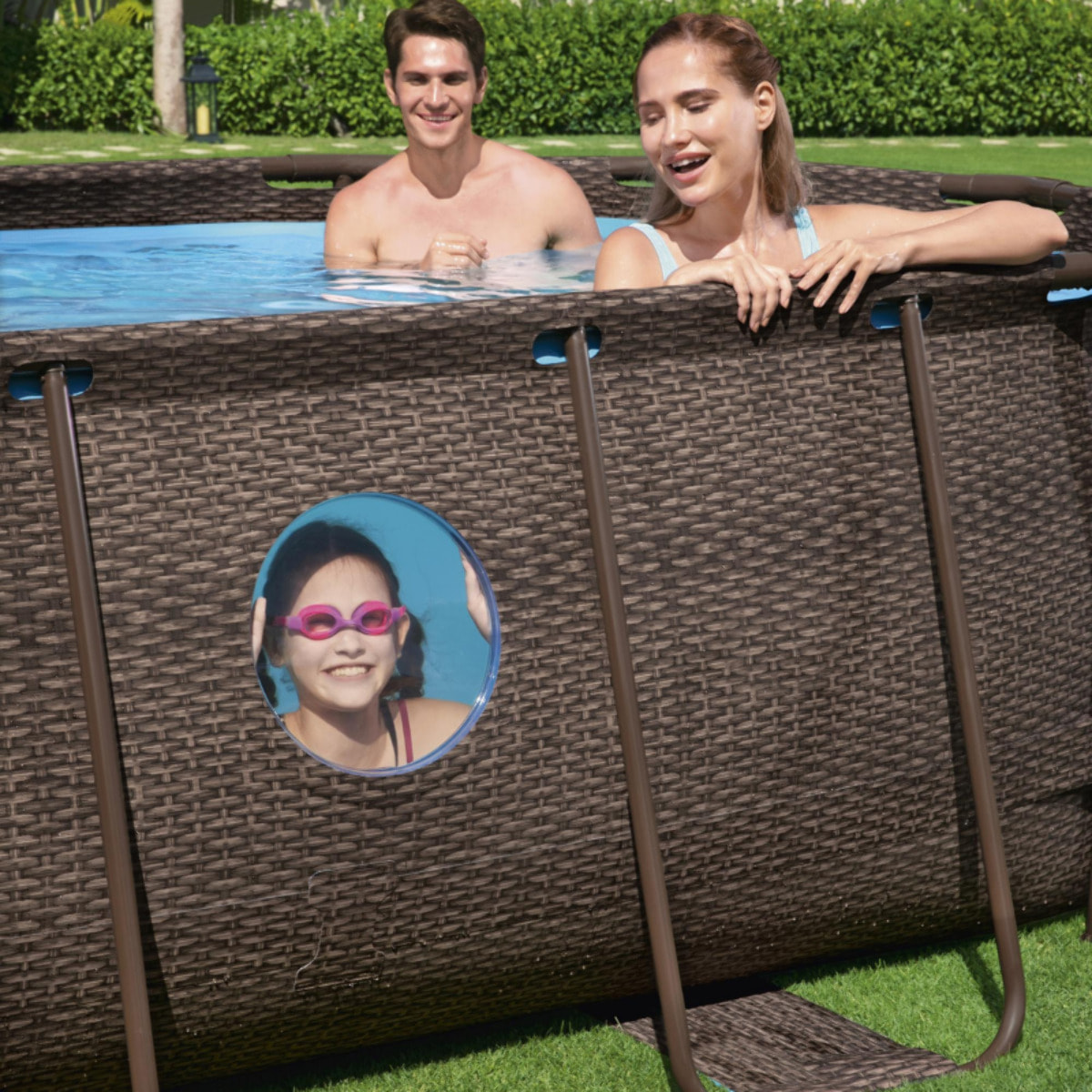 Bestway Piscine hors sol - Ovale - Power Steel Swim Vista - Effet Rotin - 549 x 274 x 122 cm