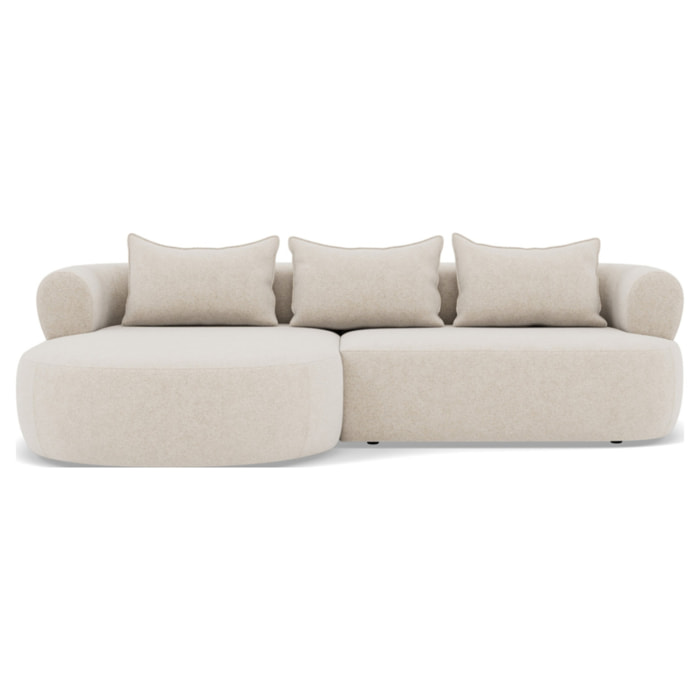 Angela - canapé d'angle gauche 4 places en velours texturé - Beige
