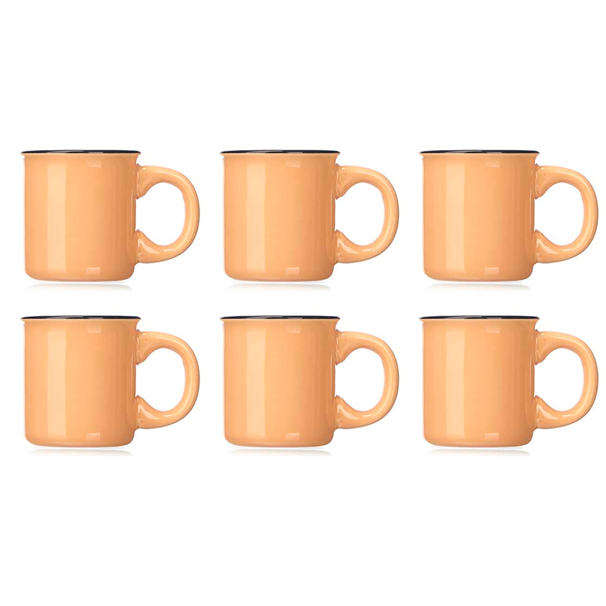 Set di 6 tazze beige per caffè in porcellana con supporto in metallo. Capacità di 100 ml.