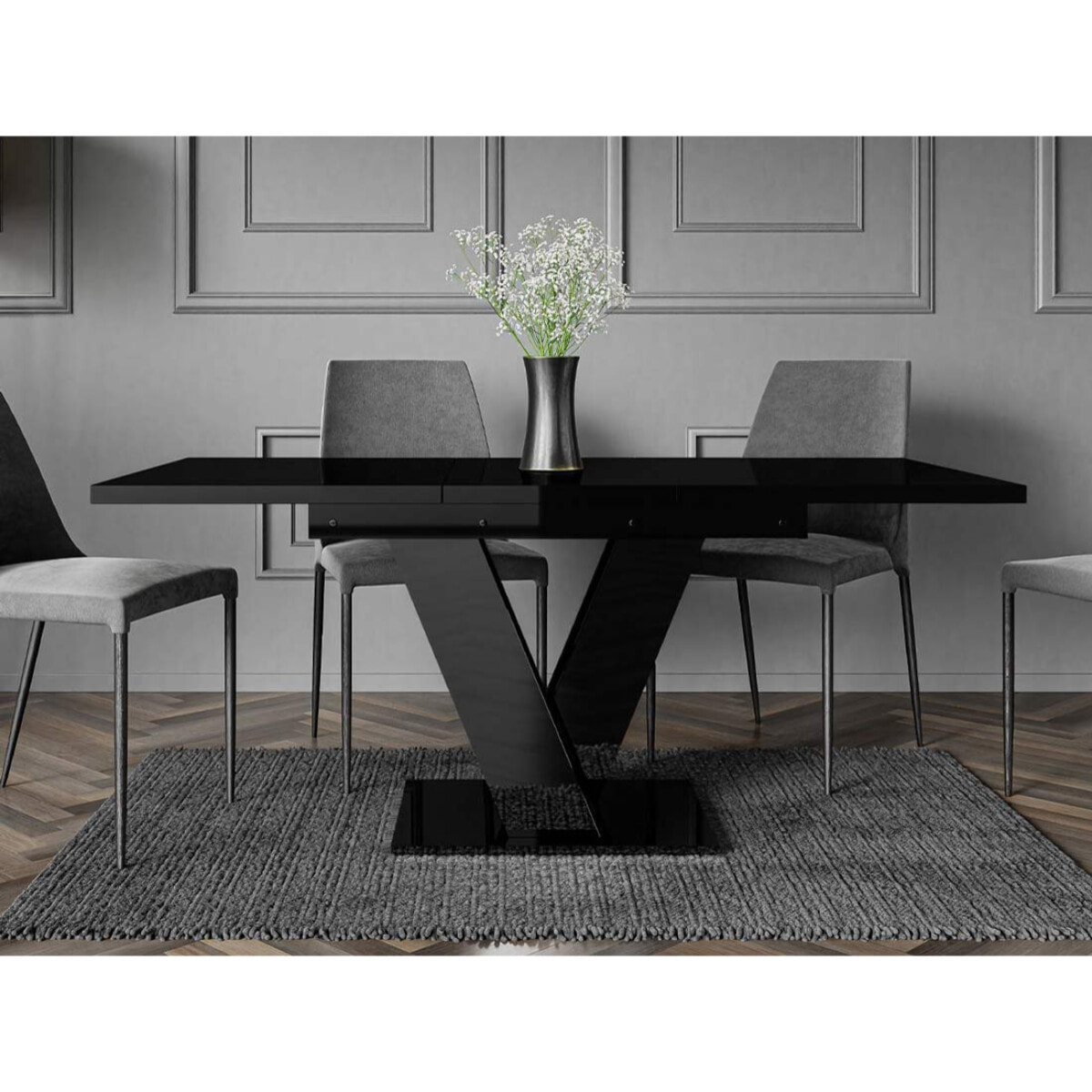 Xandriel - table à manger extensible - noir - 4 à 6 personnes - Noir