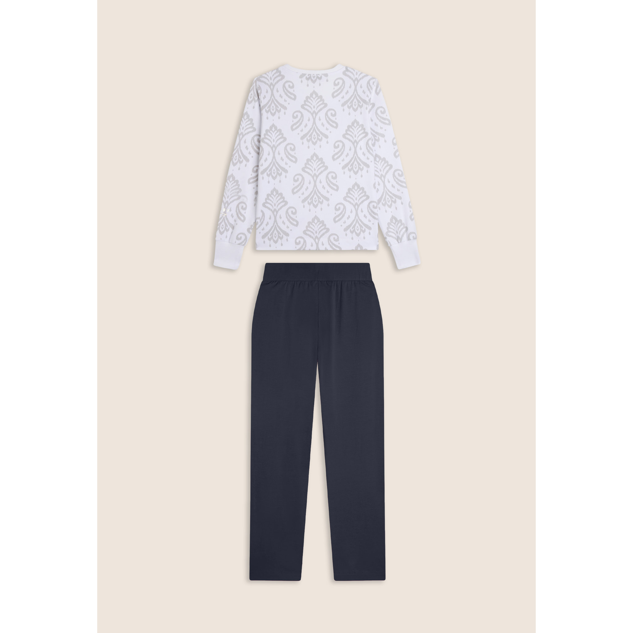 Tuta donna in jersey con felpa girocollo stampa floreale