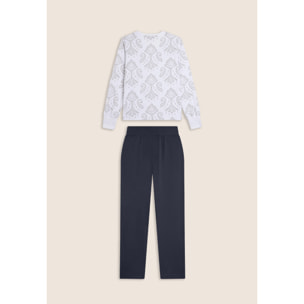 Tuta donna in jersey con felpa girocollo stampa floreale