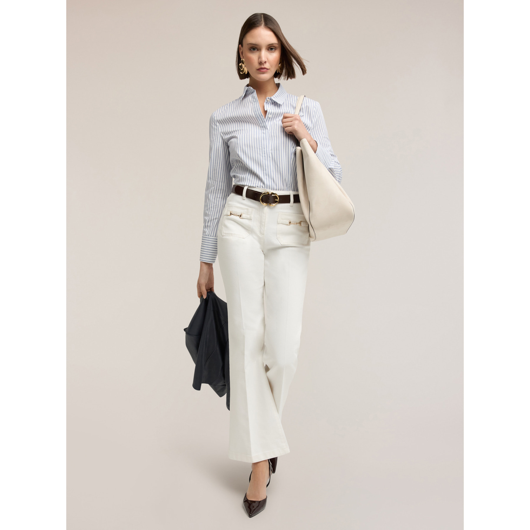 Motivi - Camicia in popeline a righe - Blu