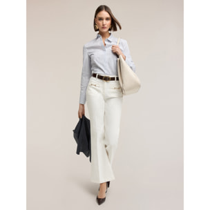 Motivi - Camicia in popeline a righe - Blu