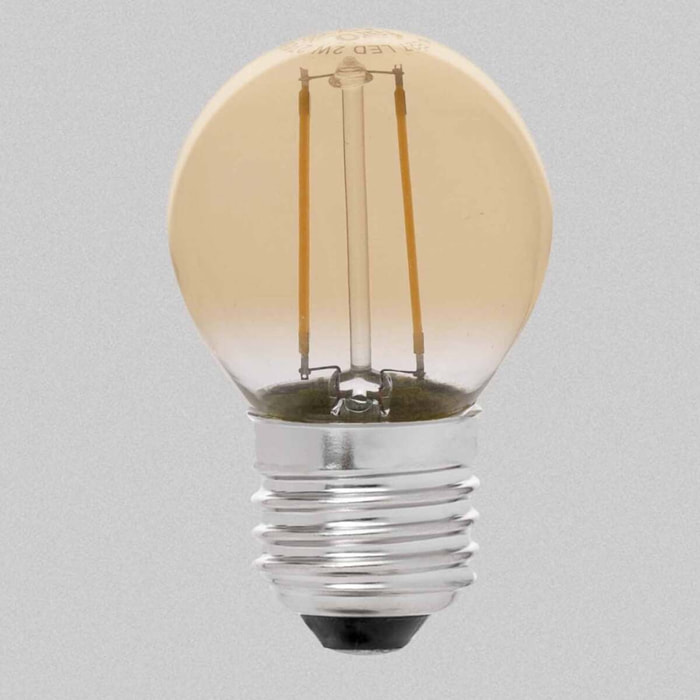 Bombilla G45 FILAMENTO ÁMBAR LED E27 2W 2200K