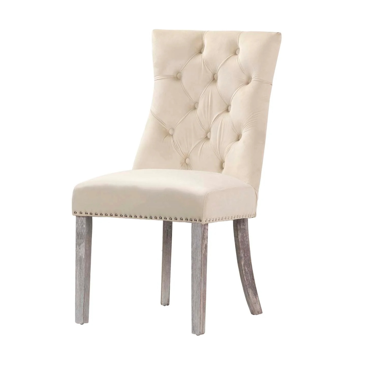 Silla Tachuelas Velvet Blanco Bodie 54x55x97 Cm