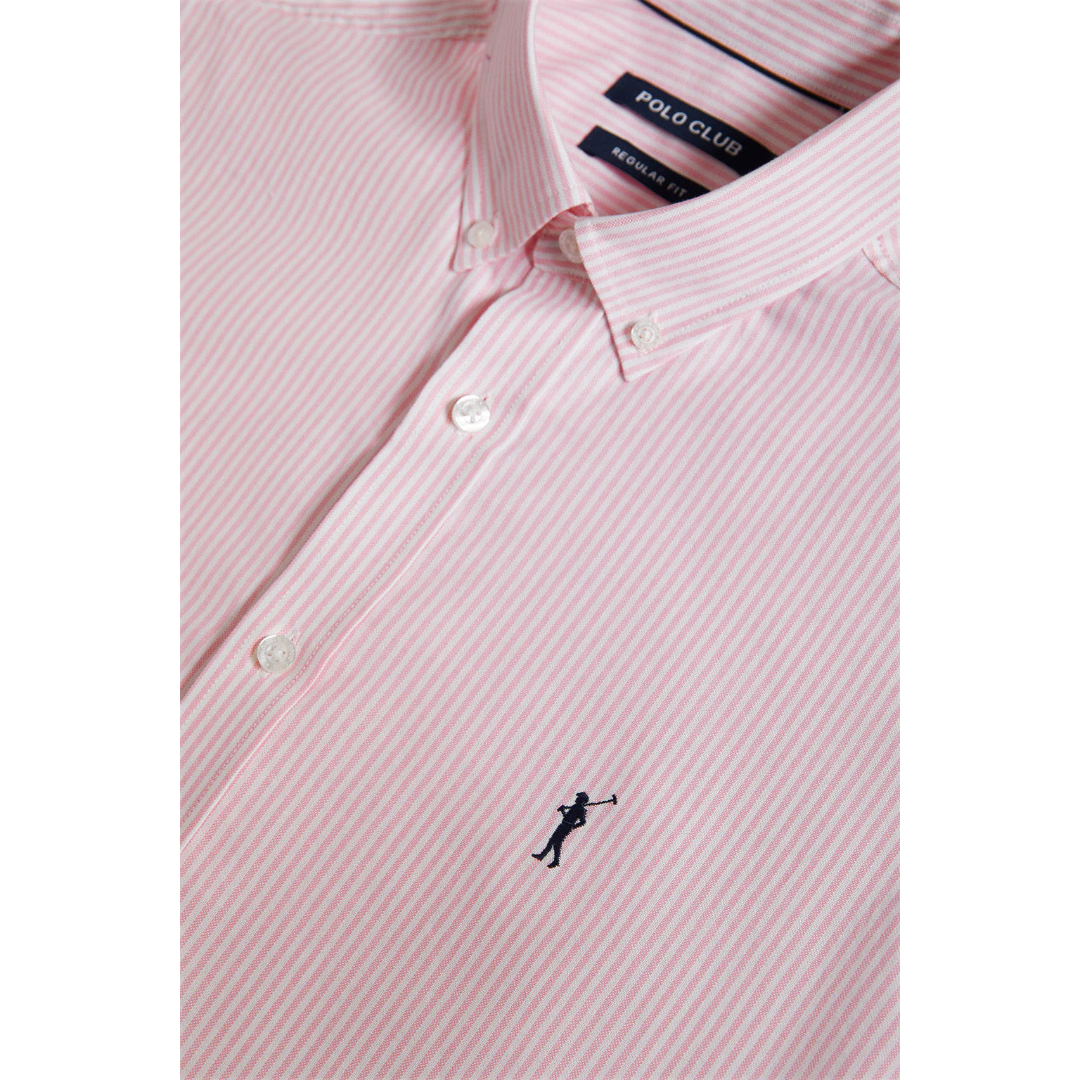 Camicia Oxford a righe rosa con logo Rigby Go