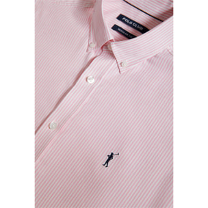 Camicia Oxford a righe rosa con logo Rigby Go