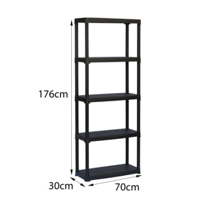 Armadio da esterno Aurelian, Scaffale outdoor, Armadio balcone multiuso, Armadietto da esterno, 100% Made in Italy, Antracite, 70x30h176 cm