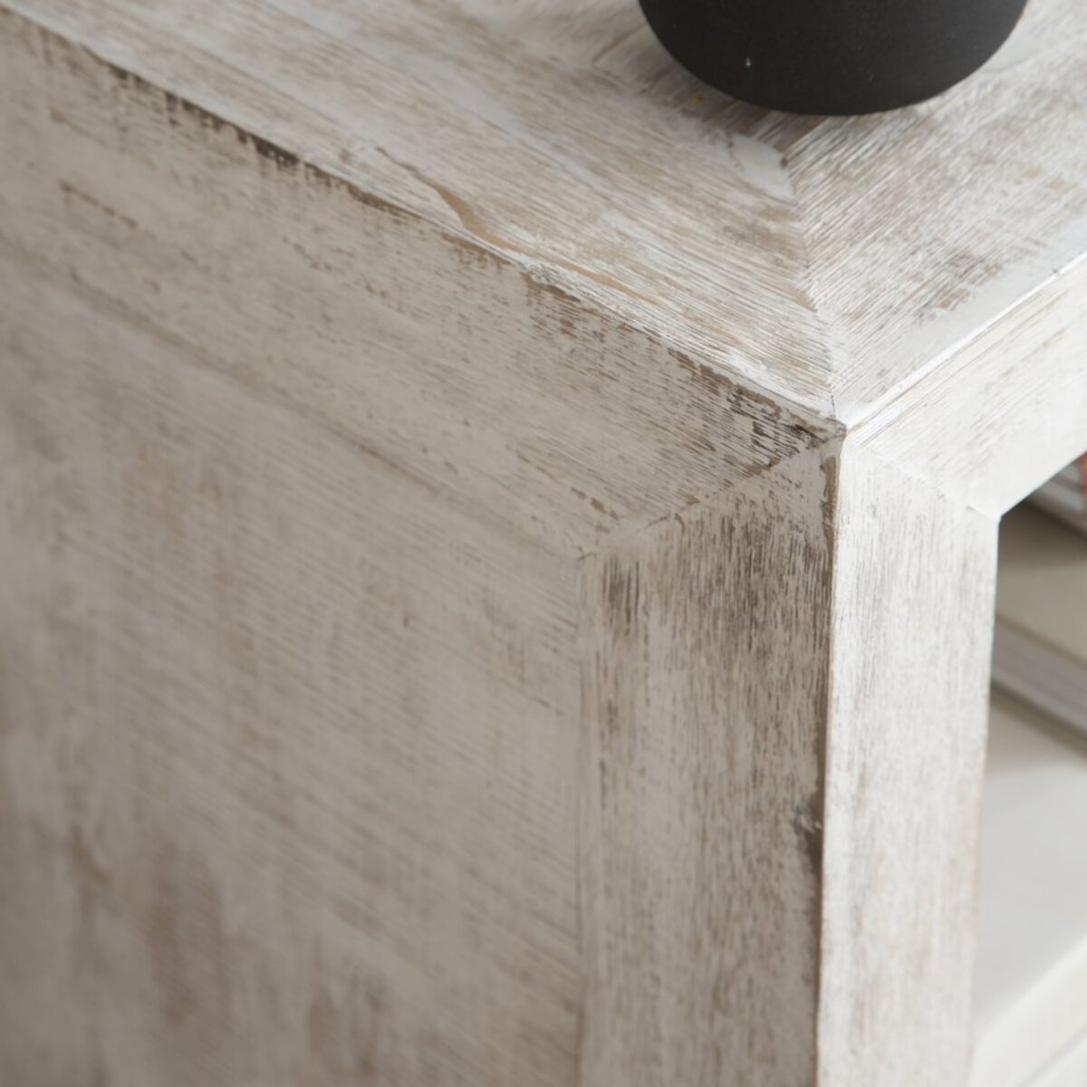 Meuble tv Oblak -bois massif d'araucaria-couleur blanc shabby 160 x 60 x 40 cm