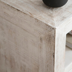 Meuble tv Oblak -bois massif d'araucaria-couleur blanc shabby 160 x 60 x 40 cm