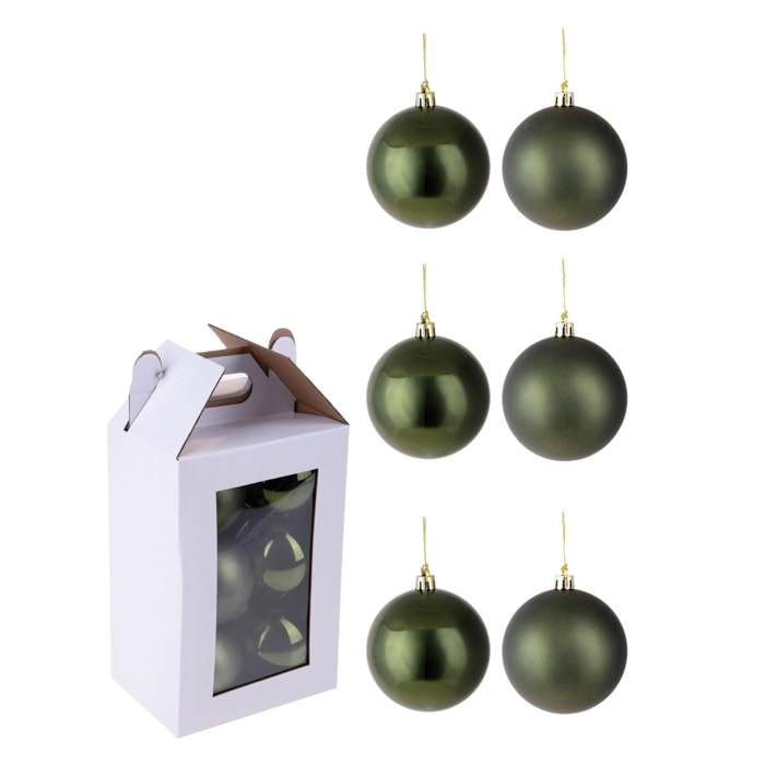 Set di 6 Sfere assortito Matt+Shiny - Pezzi 1 - Colore Verde - 10x10Hx10cm - Bianchi Dino