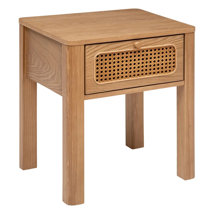 Tables de chevet "Tiria" en placage frêne 1 tiroir H52,5cm