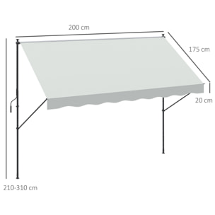 Toldo Manual Retráctil 300x170x200-290 cm Toldo Ajustable con Manivela Protección Solar UV40+ Prueba de Viento