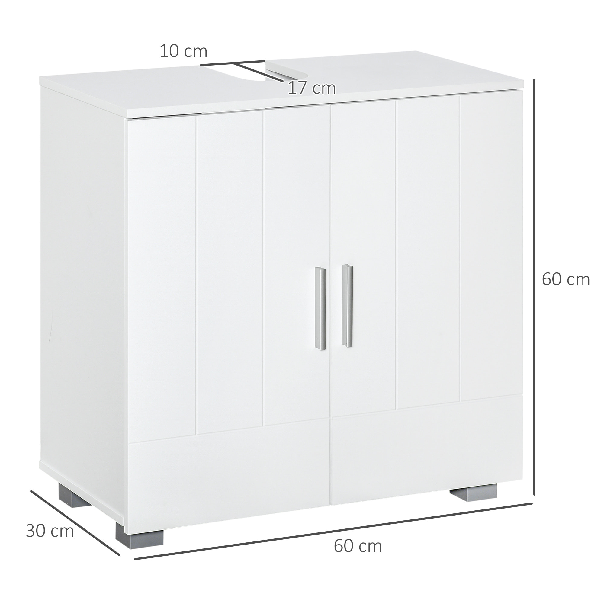 Mueble para Debajo del Lavabo Armario Baño de Suelo de Madera con 2 Puertas y Estante Ajustable Interior Moderno 60x30x60 cm Blanco