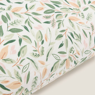 Funda cojín hojas Pra color verde 100% Algodón percal