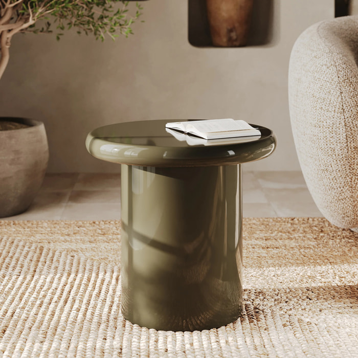 Table d'appoint laquée vert kaki en MDF D50 cm - Apoline