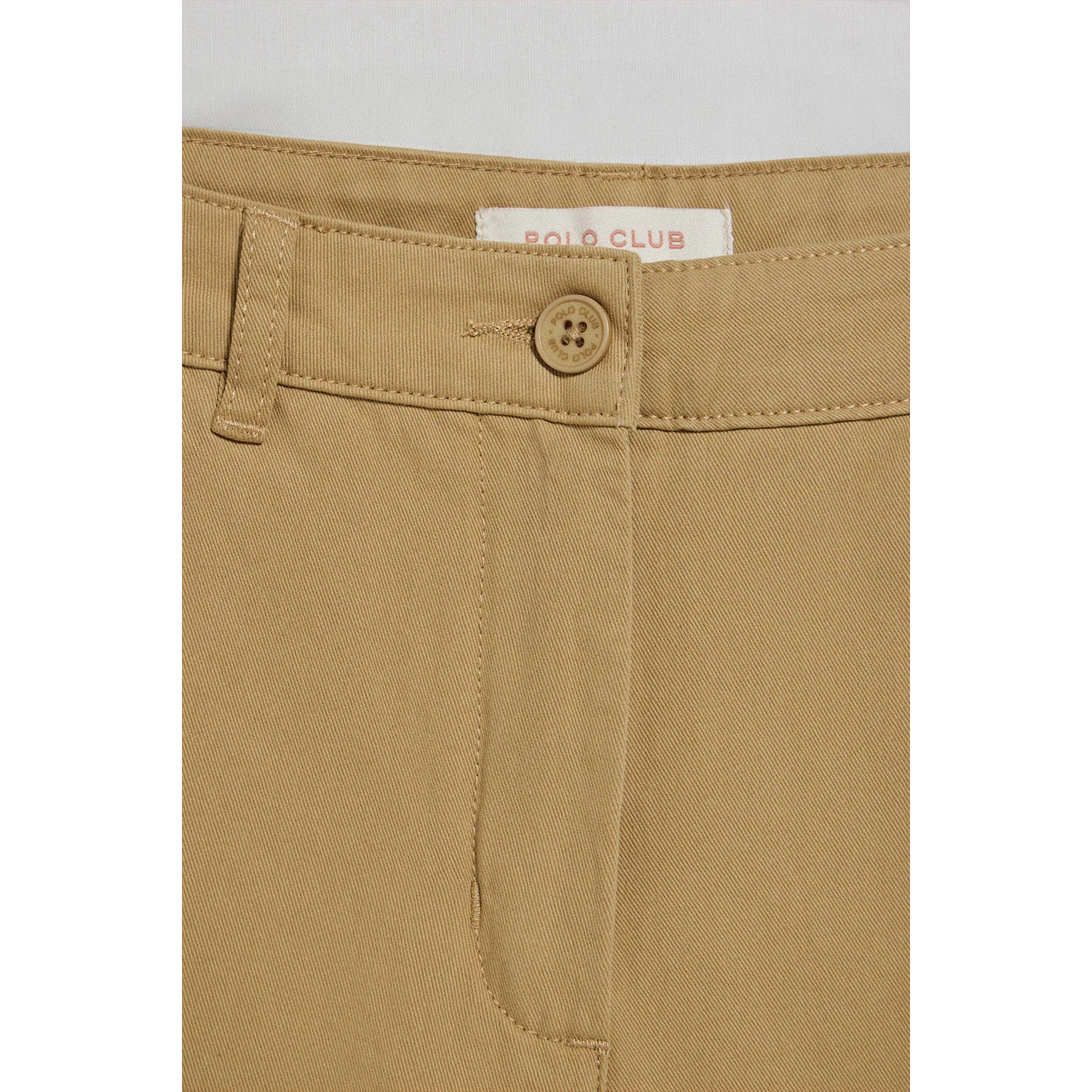 Pantaloni chino May color sabbia con ricamo sulla tasca minimal Polo Club sulla tasca