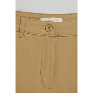 Pantaloni chino May color sabbia con ricamo sulla tasca minimal Polo Club sulla tasca