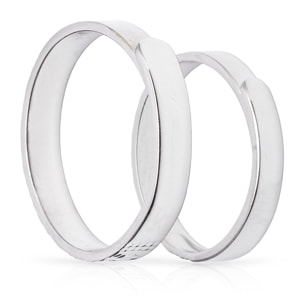 Anillos de compromiso a juego con diseño brillante en plata de ley 925. Ajustables.