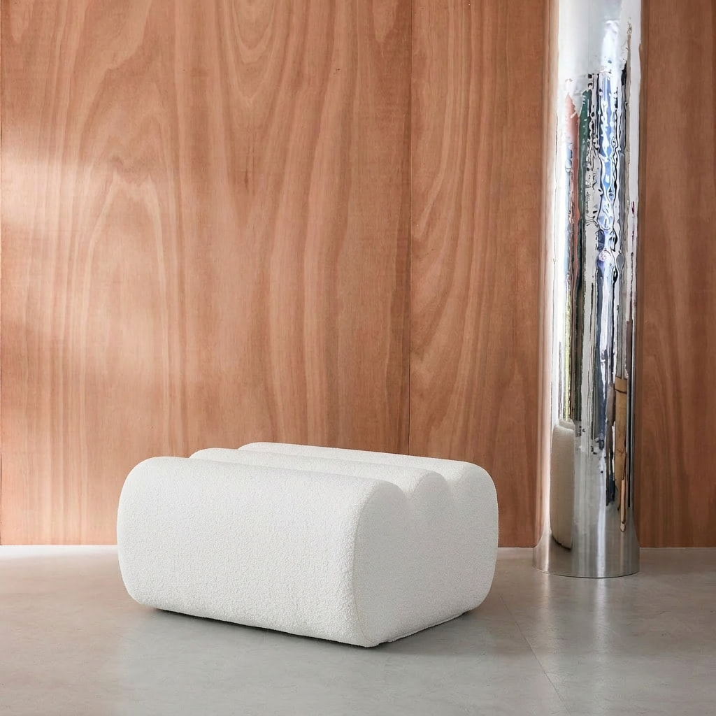 Pouf, repose-pieds compressé pour chauffeuse Nova bouclette texturée  NOVA