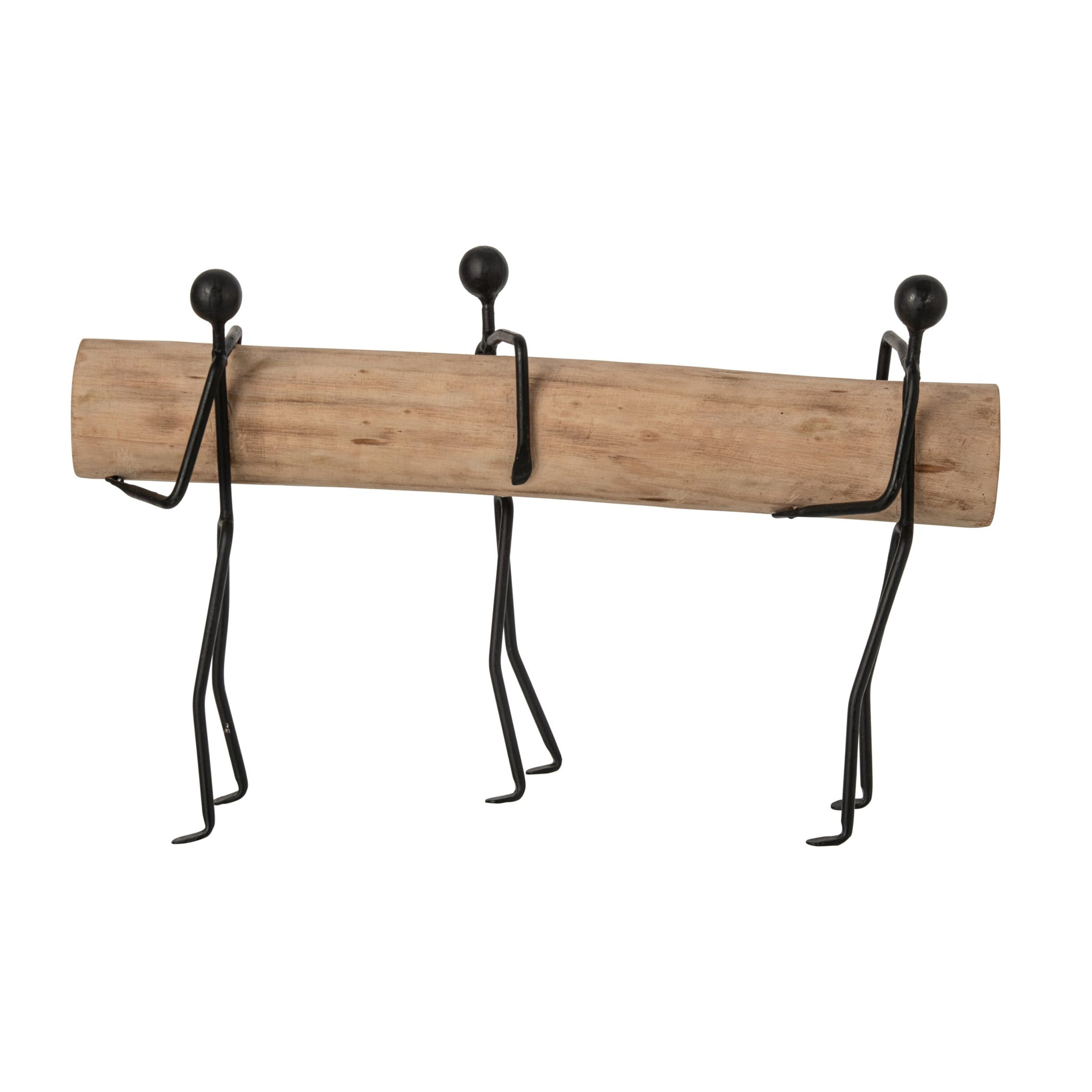 J-Line Personnes bloc de bois - fer - naturel/noir