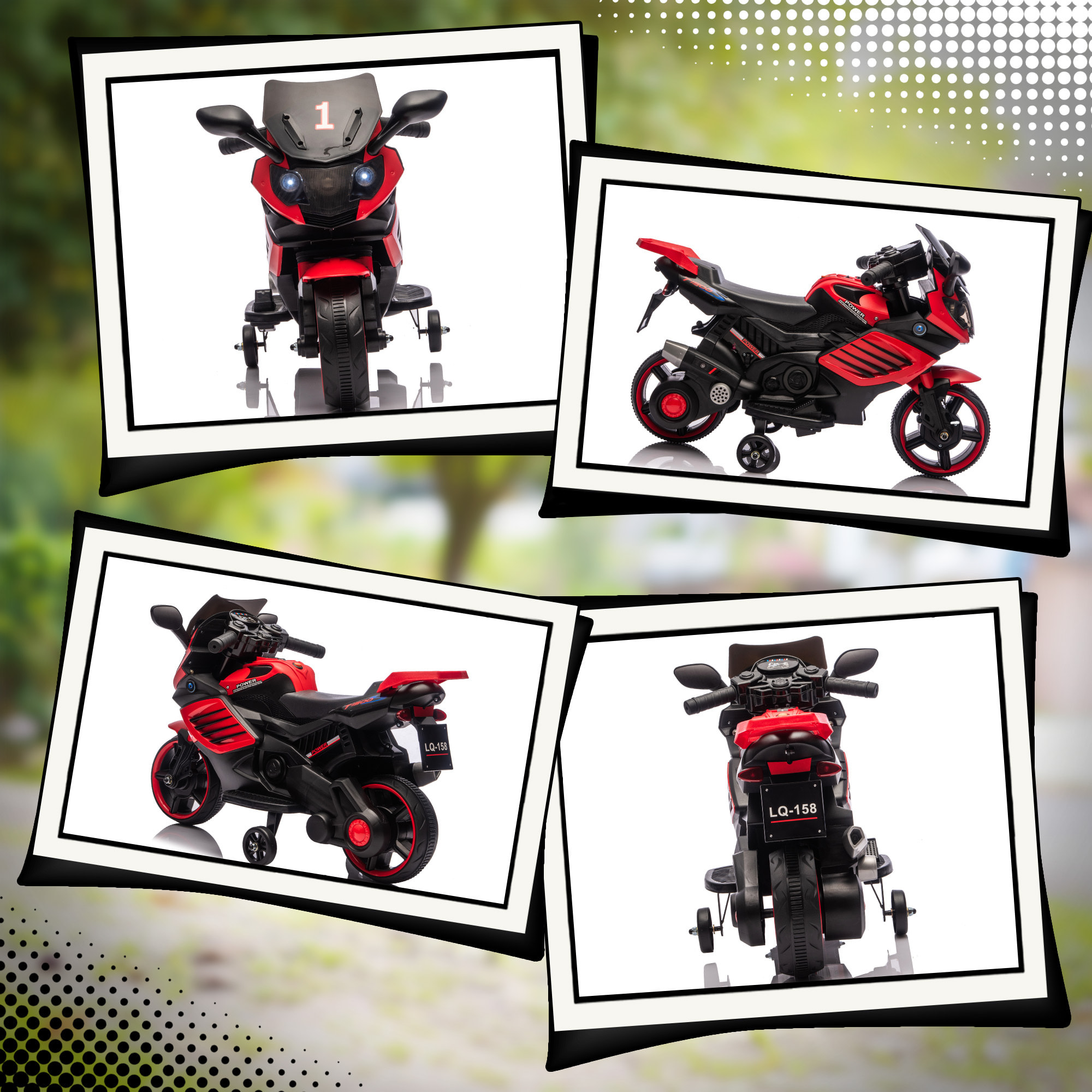 Moto Eléctrica para Niños 6V, Moto Eléctrica Infantil con Ruedas de Apoyo, Música, Faro, para Niños de 18-36 Mesas, Rojo
