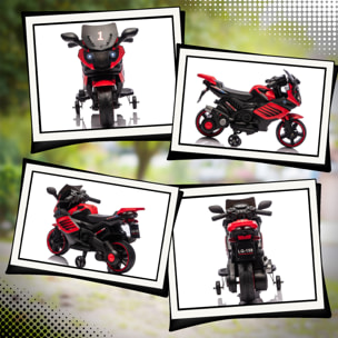 Moto Eléctrica para Niños 6V, Moto Eléctrica Infantil con Ruedas de Apoyo, Música, Faro, para Niños de 18-36 Mesas, Rojo